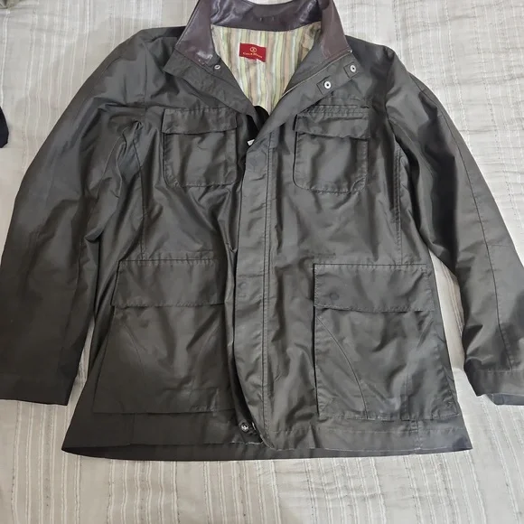 COLE HAAN LEATHER COLLARED JACKET